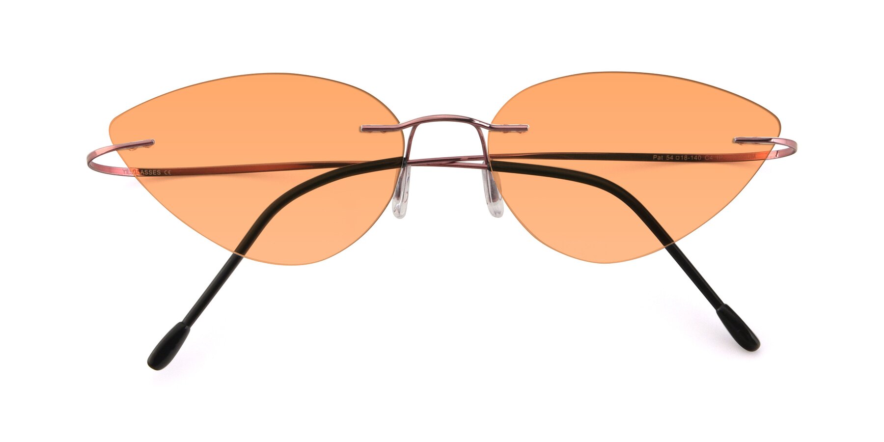 Folded Front of Pat in Light Pink with Medium Orange Tinted Lenses