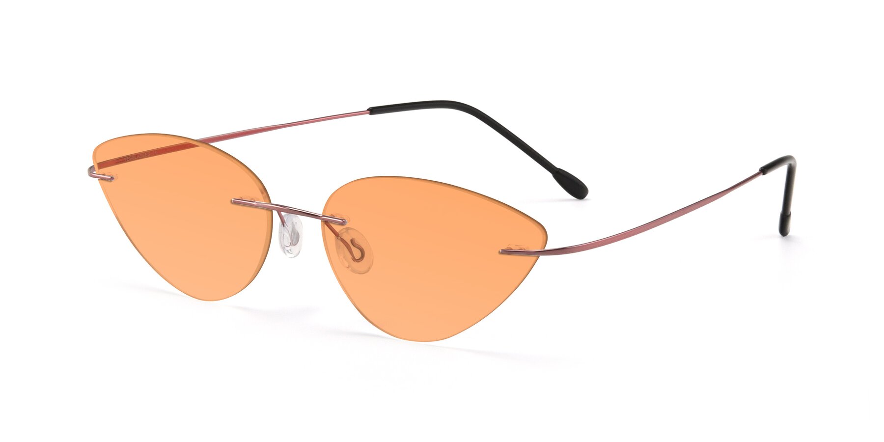Angle of Pat in Light Pink with Medium Orange Tinted Lenses