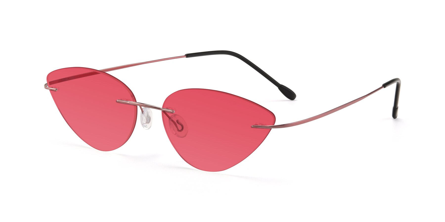 Angle of Pat in Light Pink with Red Tinted Lenses