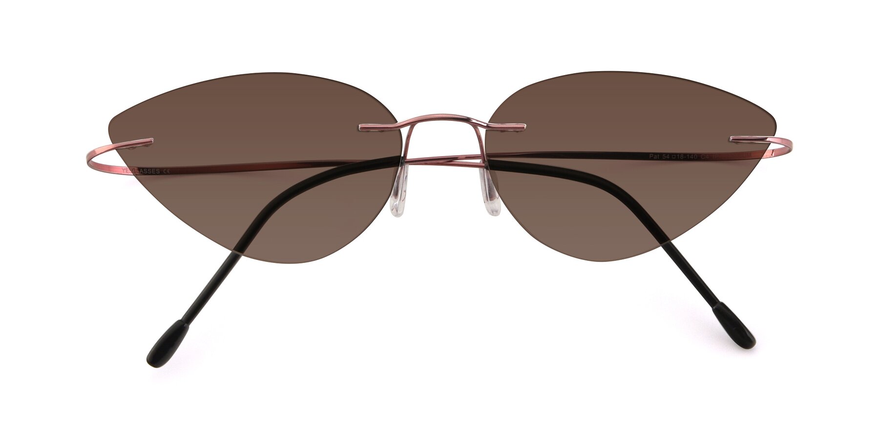 Folded Front of Pat in Light Pink with Brown Tinted Lenses