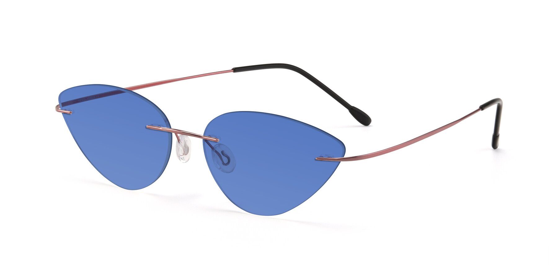 Angle of Pat in Light Pink with Blue Tinted Lenses