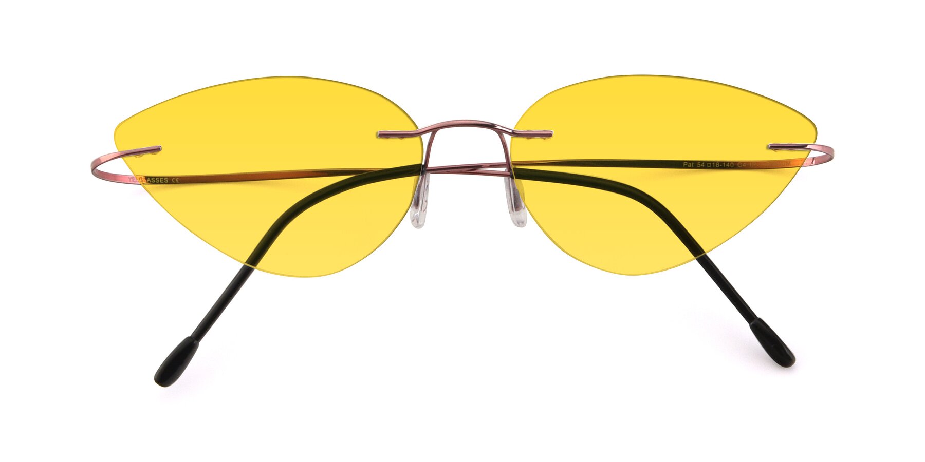 Folded Front of Pat in Light Pink with Yellow Tinted Lenses