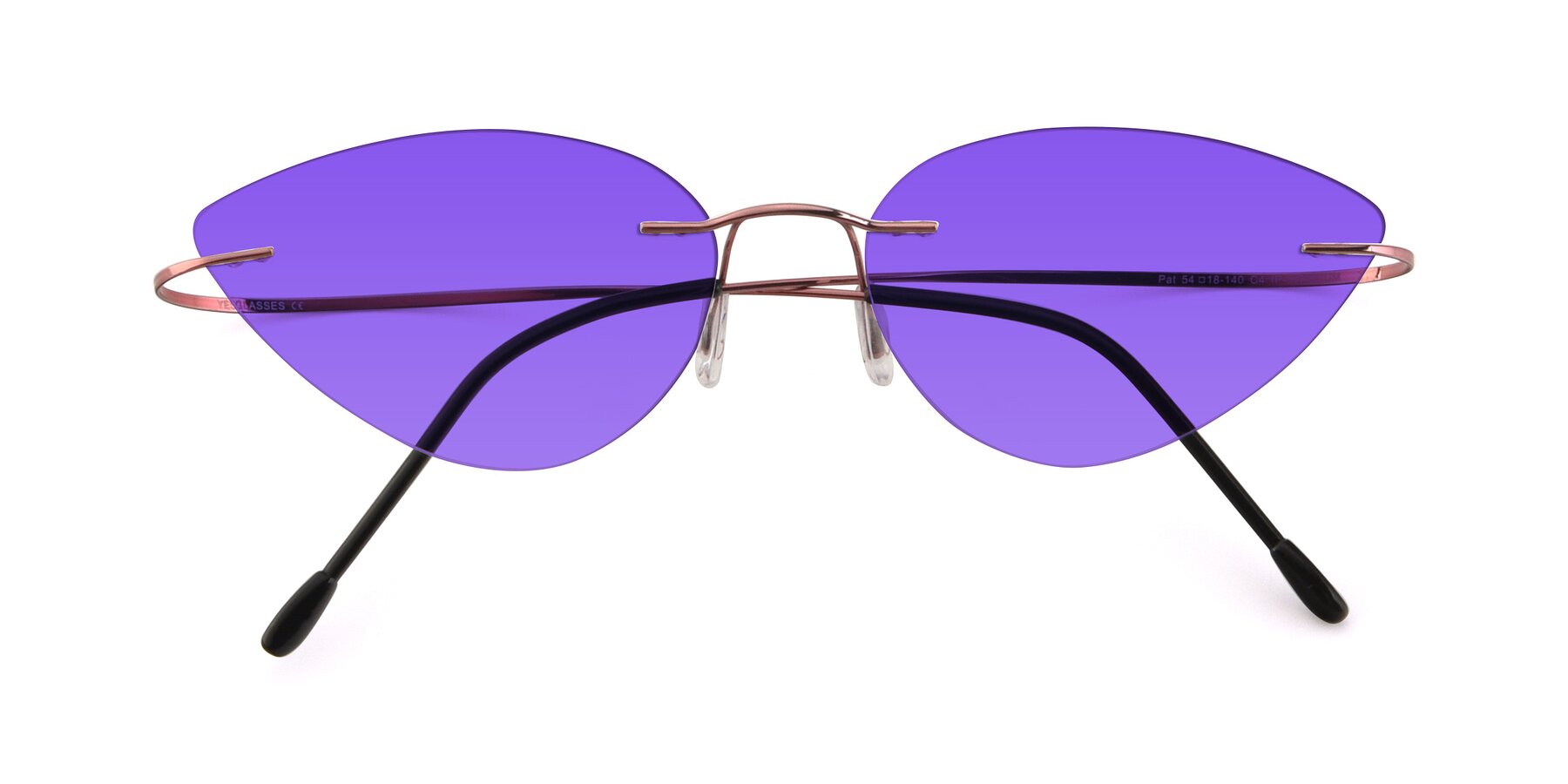 Folded Front of Pat in Light Pink with Purple Tinted Lenses