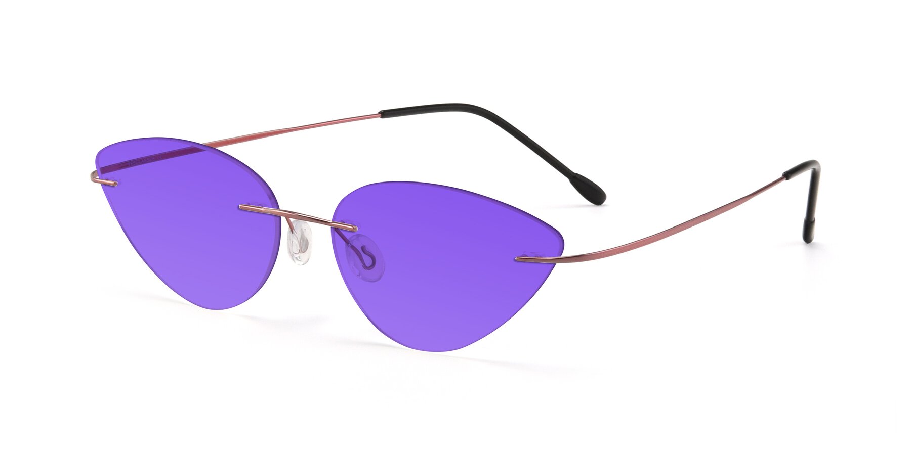 Angle of Pat in Light Pink with Purple Tinted Lenses