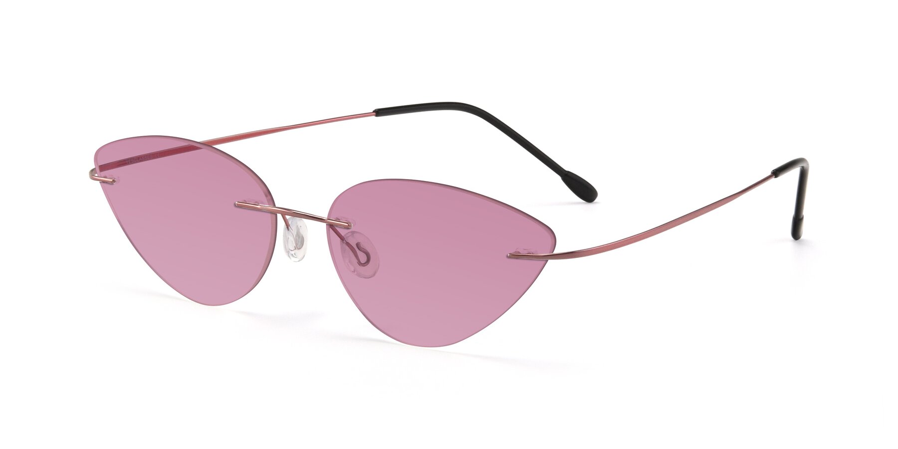 Angle of Pat in Light Pink with Medium Wine Tinted Lenses