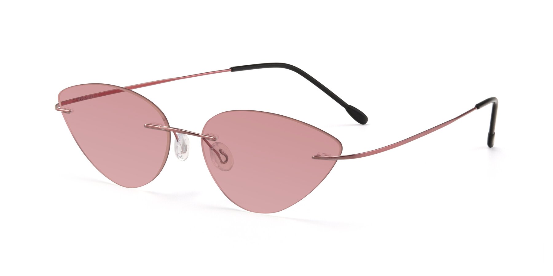 Angle of Pat in Light Pink with Medium Garnet Tinted Lenses