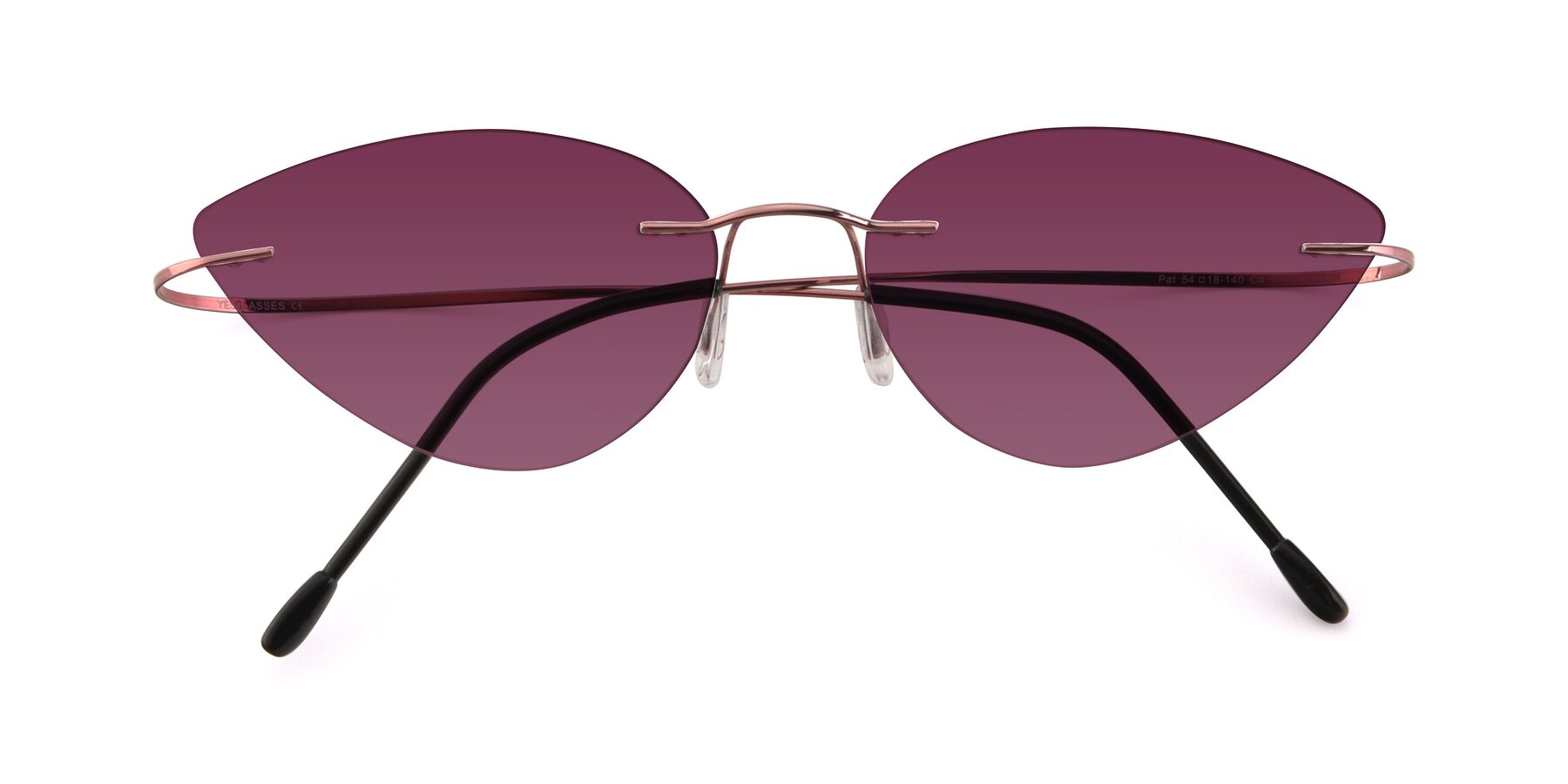 Folded Front of Pat in Light Pink with Wine Tinted Lenses