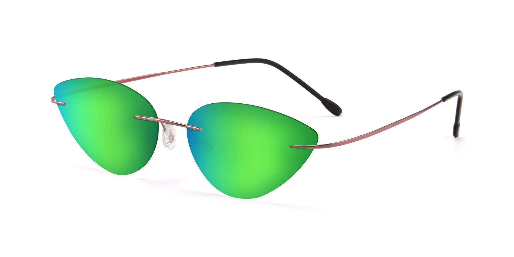 Angle of Pat in Light Pink with Green Mirrored Lenses