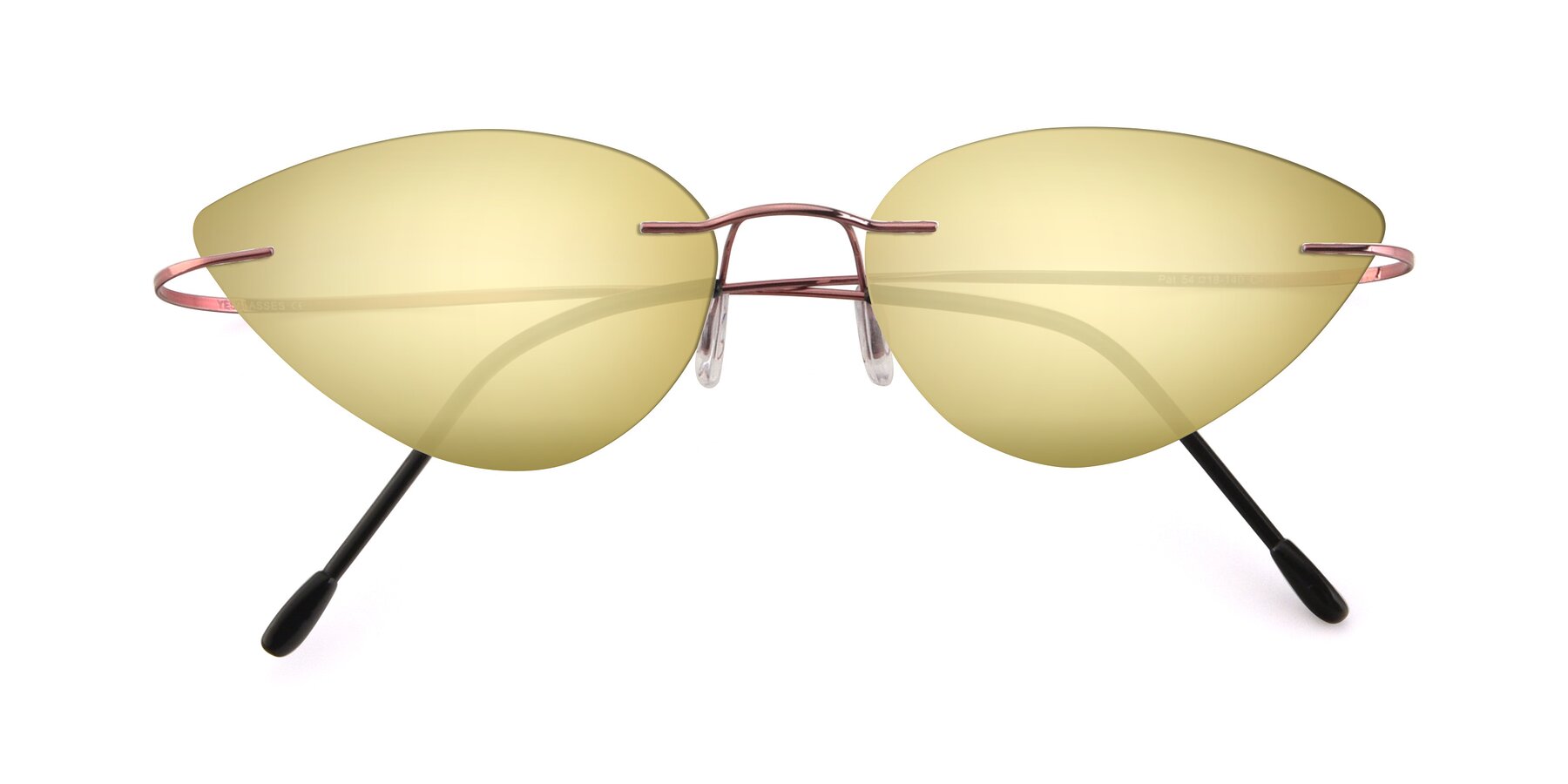 Folded Front of Pat in Light Pink with Gold Mirrored Lenses