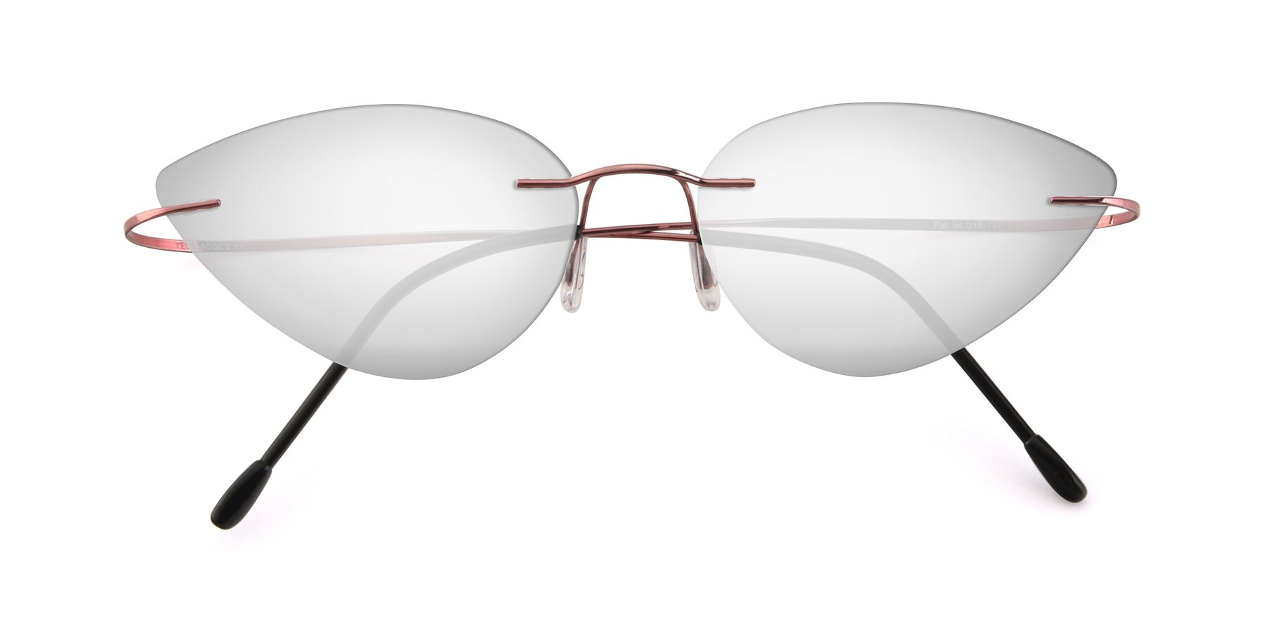 Folded Front of Pat in Light Pink with Silver Mirrored Lenses