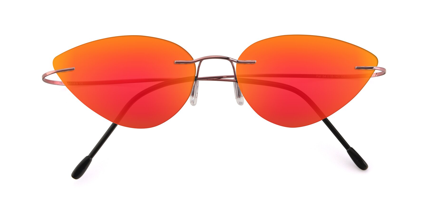 Folded Front of Pat in Light Pink with Red Gold Mirrored Lenses