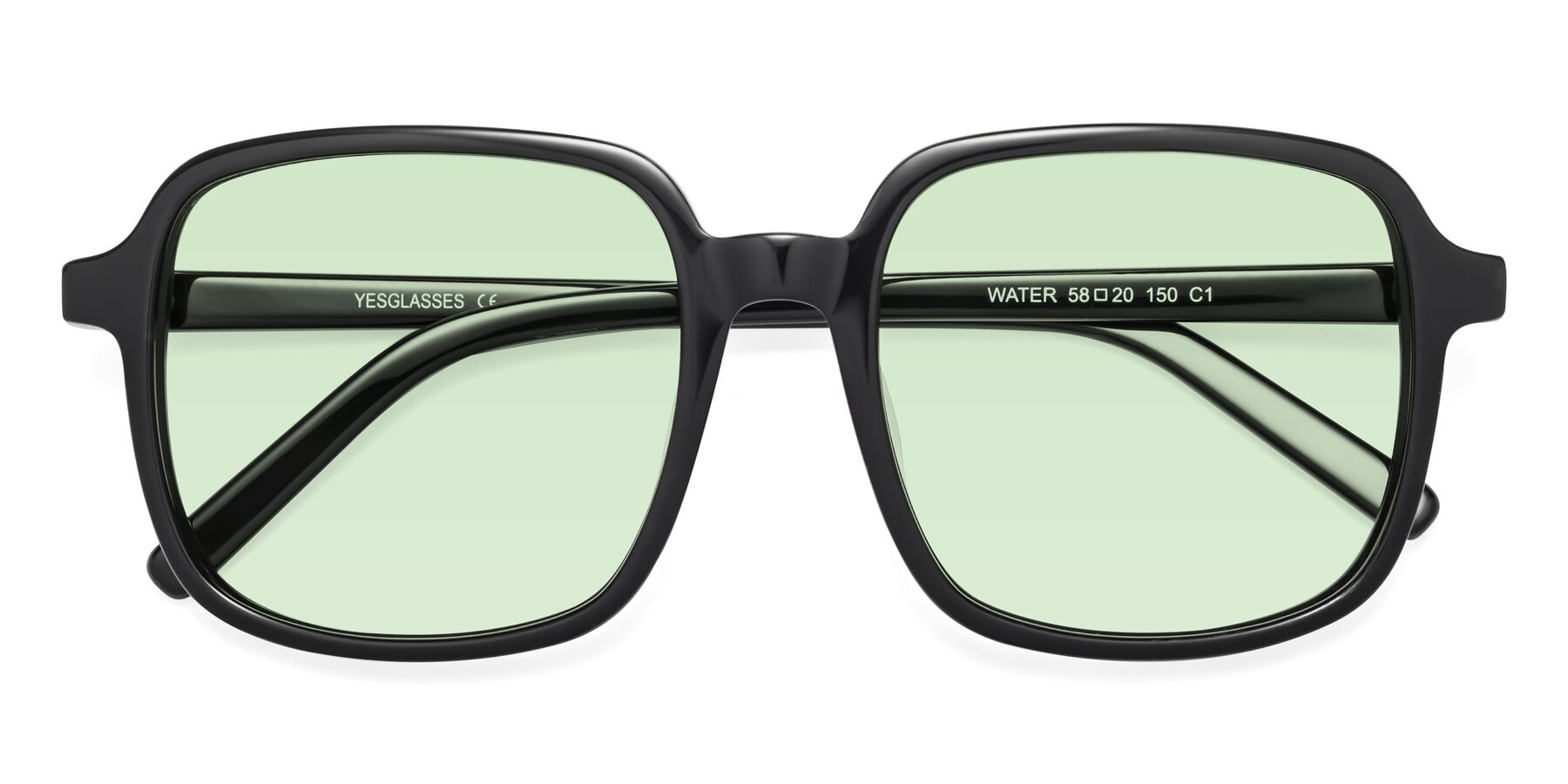 Folded Front of Water in Black with Light Green Tinted Lenses