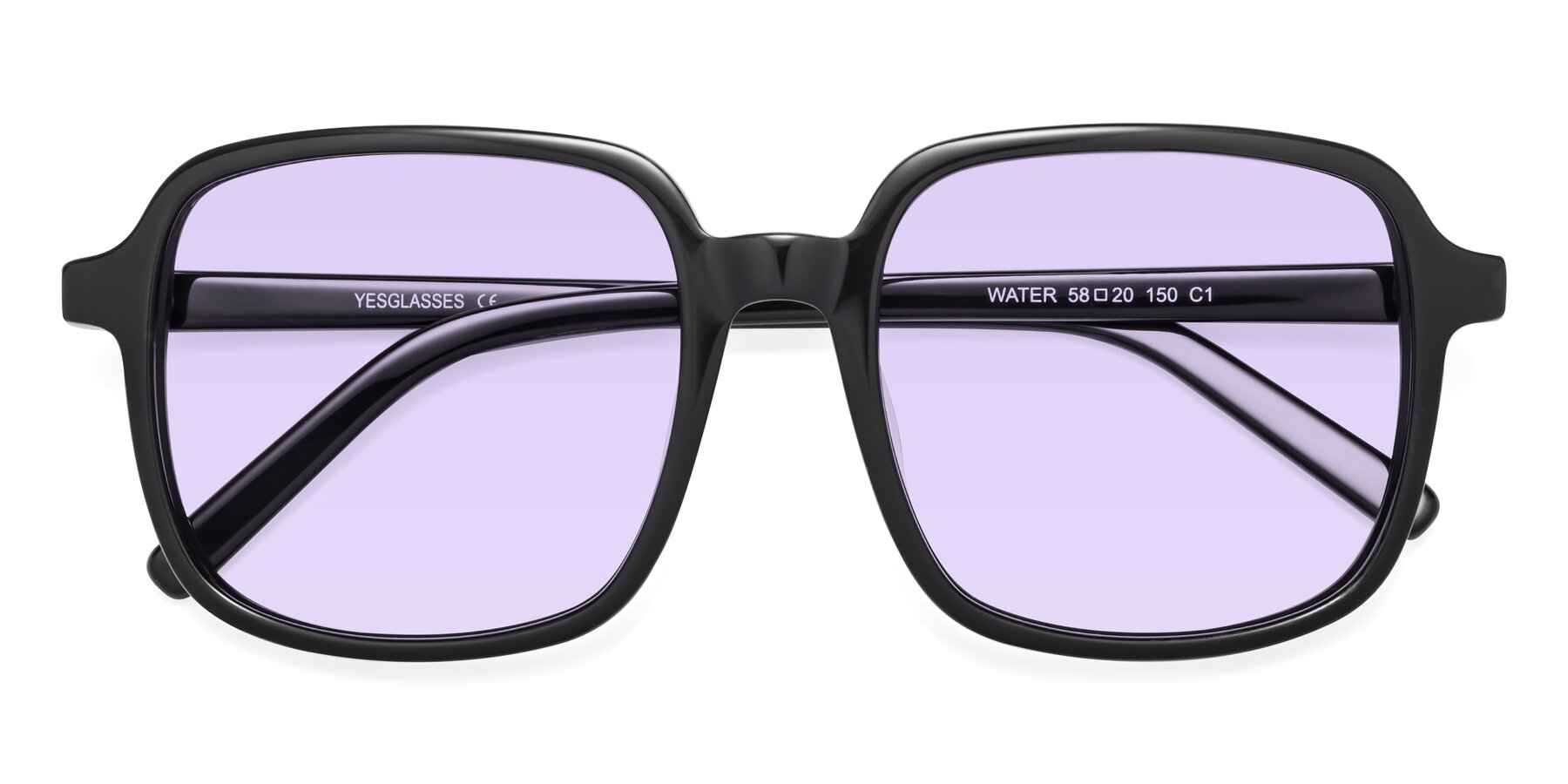 Folded Front of Water in Black with Light Purple Tinted Lenses
