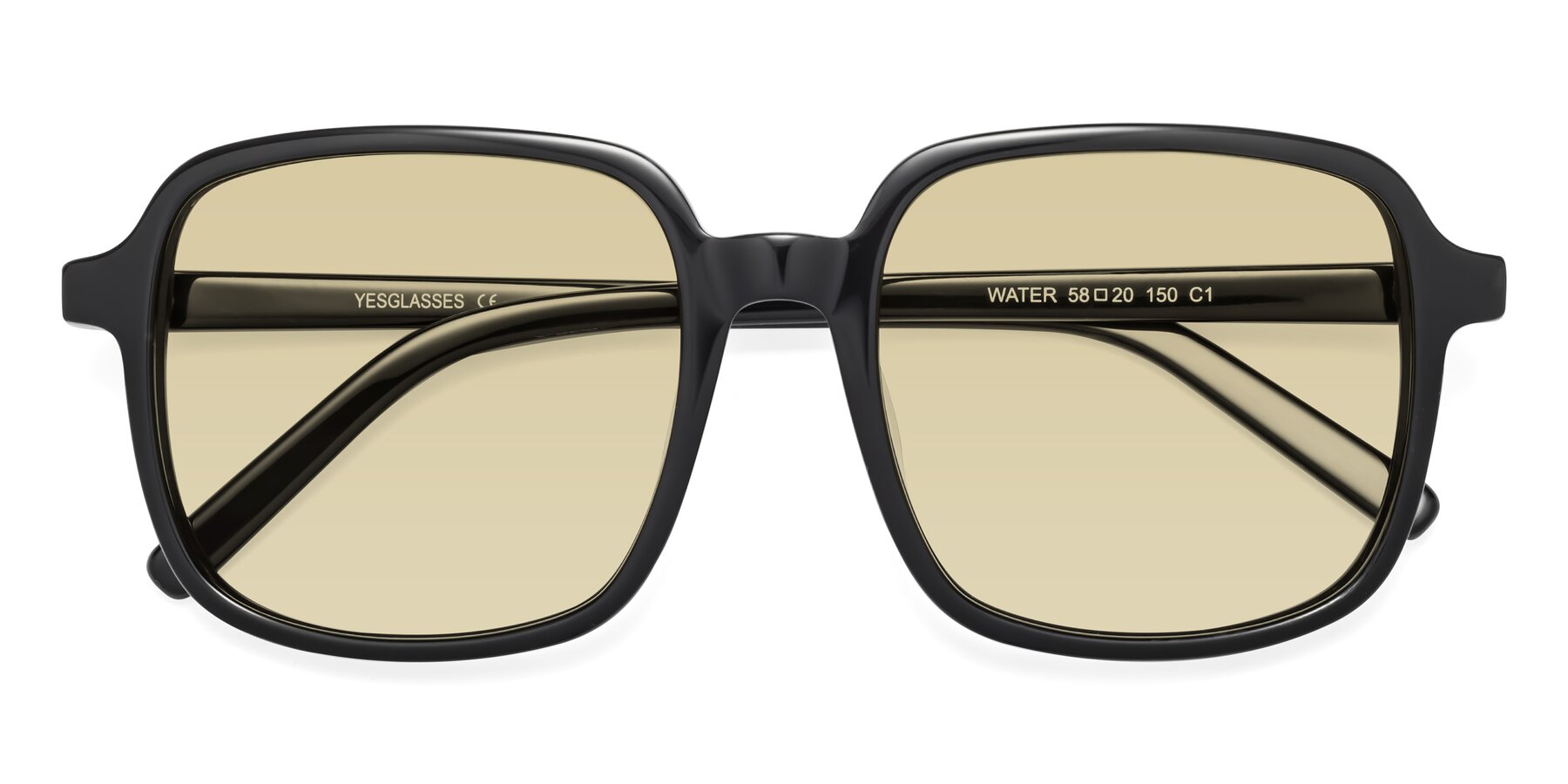 Folded Front of Water in Black with Light Champagne Tinted Lenses