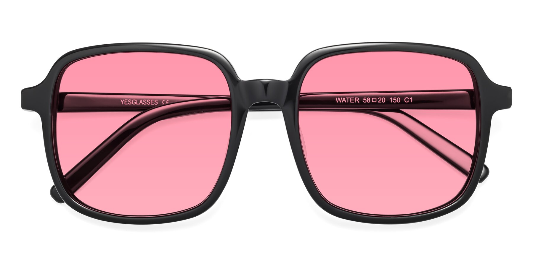 Folded Front of Water in Black with Pink Tinted Lenses