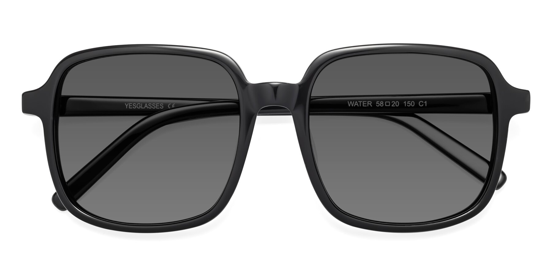 Folded Front of Water in Black with Medium Gray Tinted Lenses