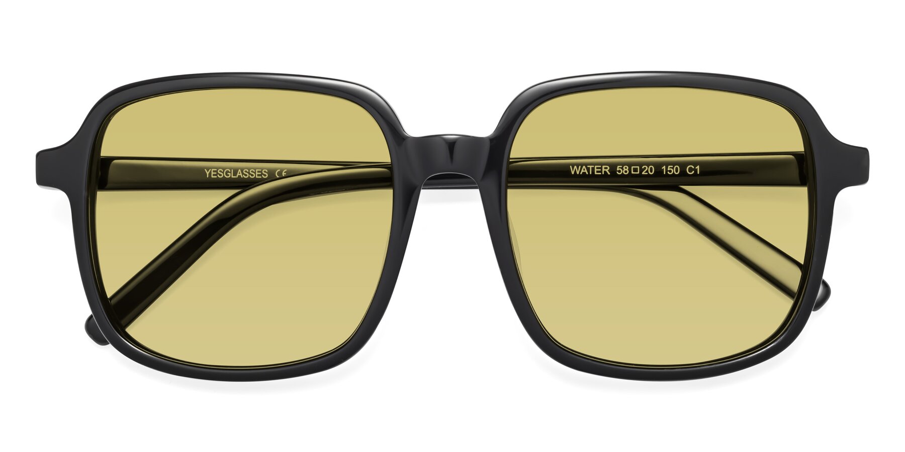 Folded Front of Water in Black with Medium Champagne Tinted Lenses