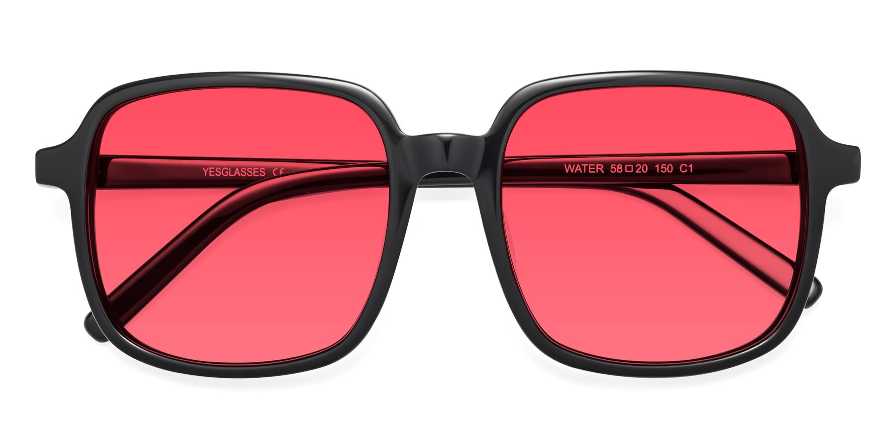 Folded Front of Water in Black with Red Tinted Lenses