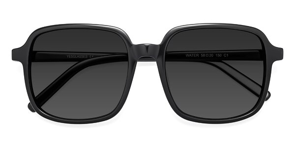 Black Hipster Oversized Square Tinted Sunglasses with Gray Sunwear ...