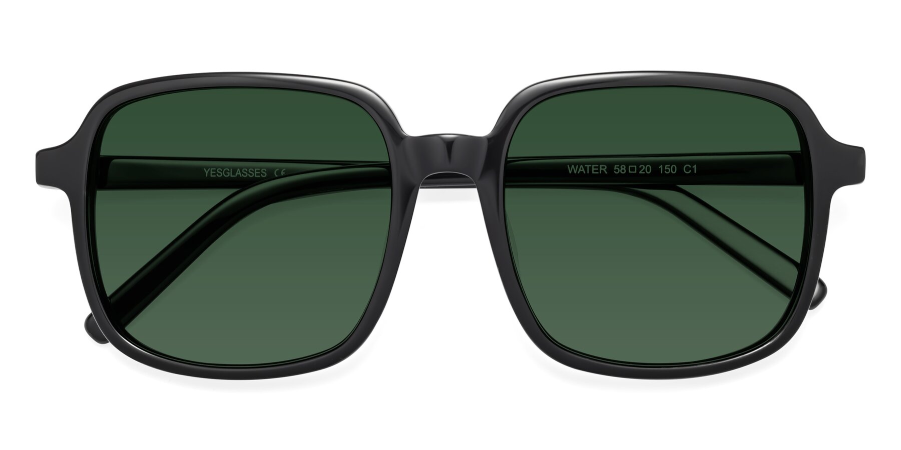 Folded Front of Water in Black with Green Tinted Lenses