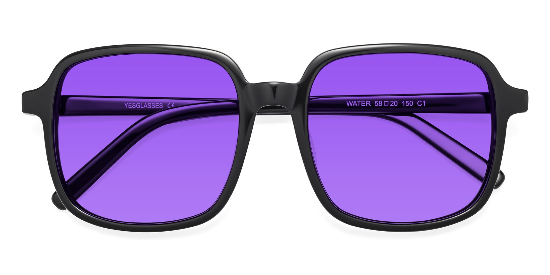 Folded Front of Water in Black with Purple Tinted Lenses