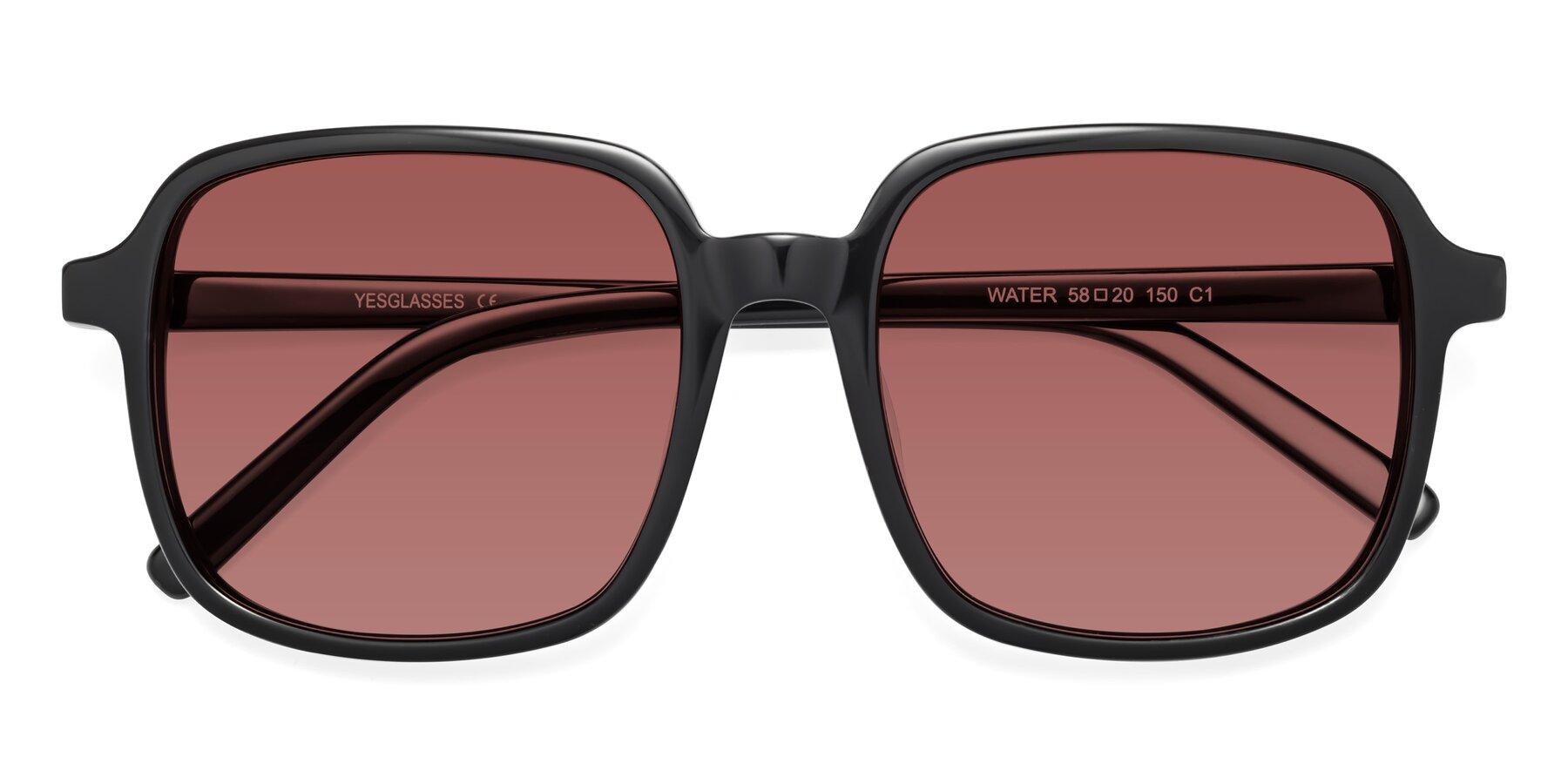 Folded Front of Water in Black with Garnet Tinted Lenses