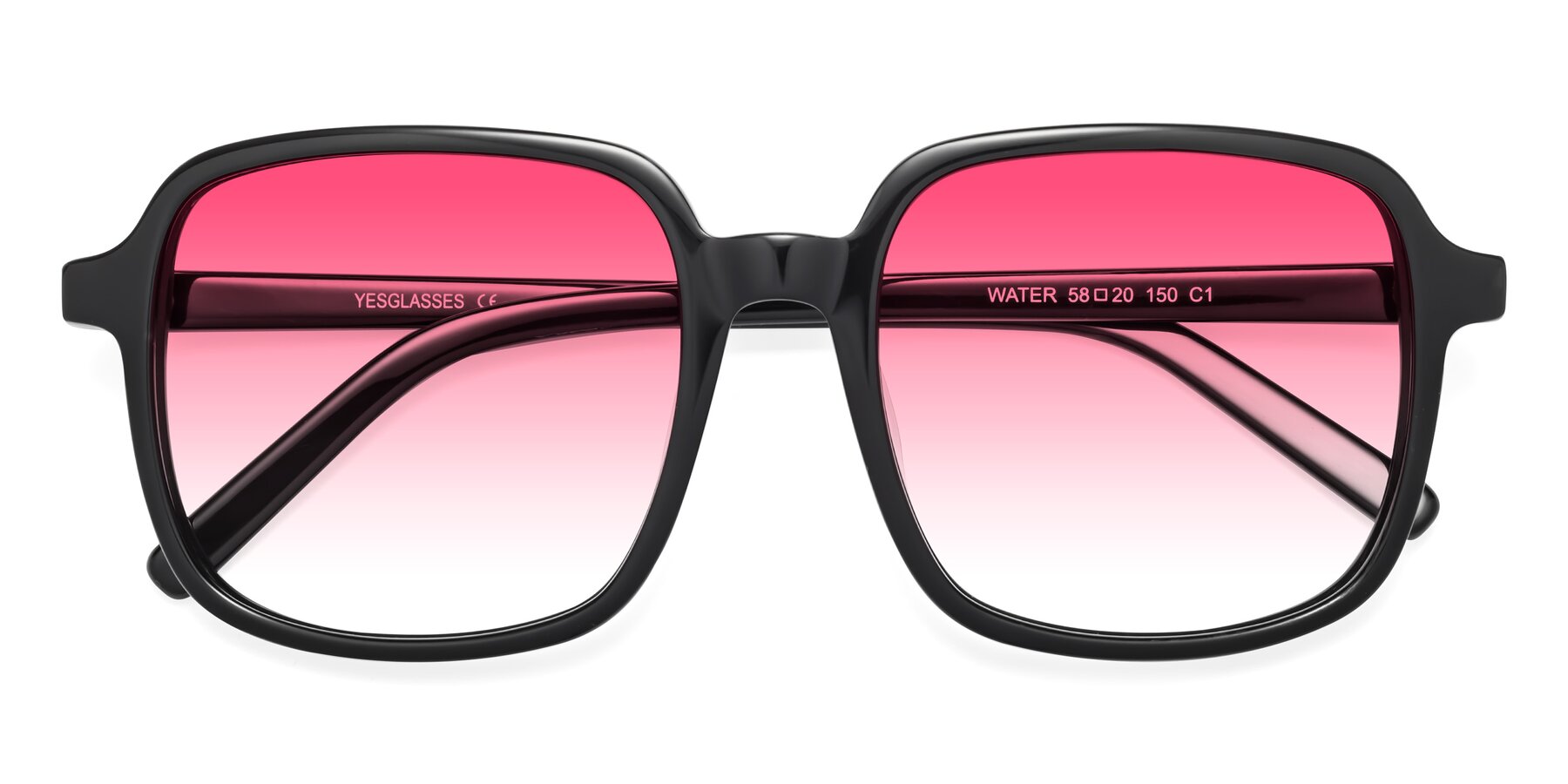 Folded Front of Water in Black with Pink Gradient Lenses