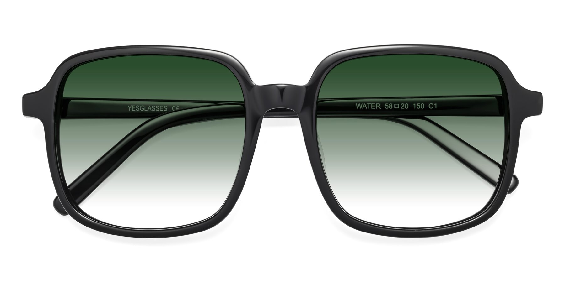 Folded Front of Water in Black with Green Gradient Lenses