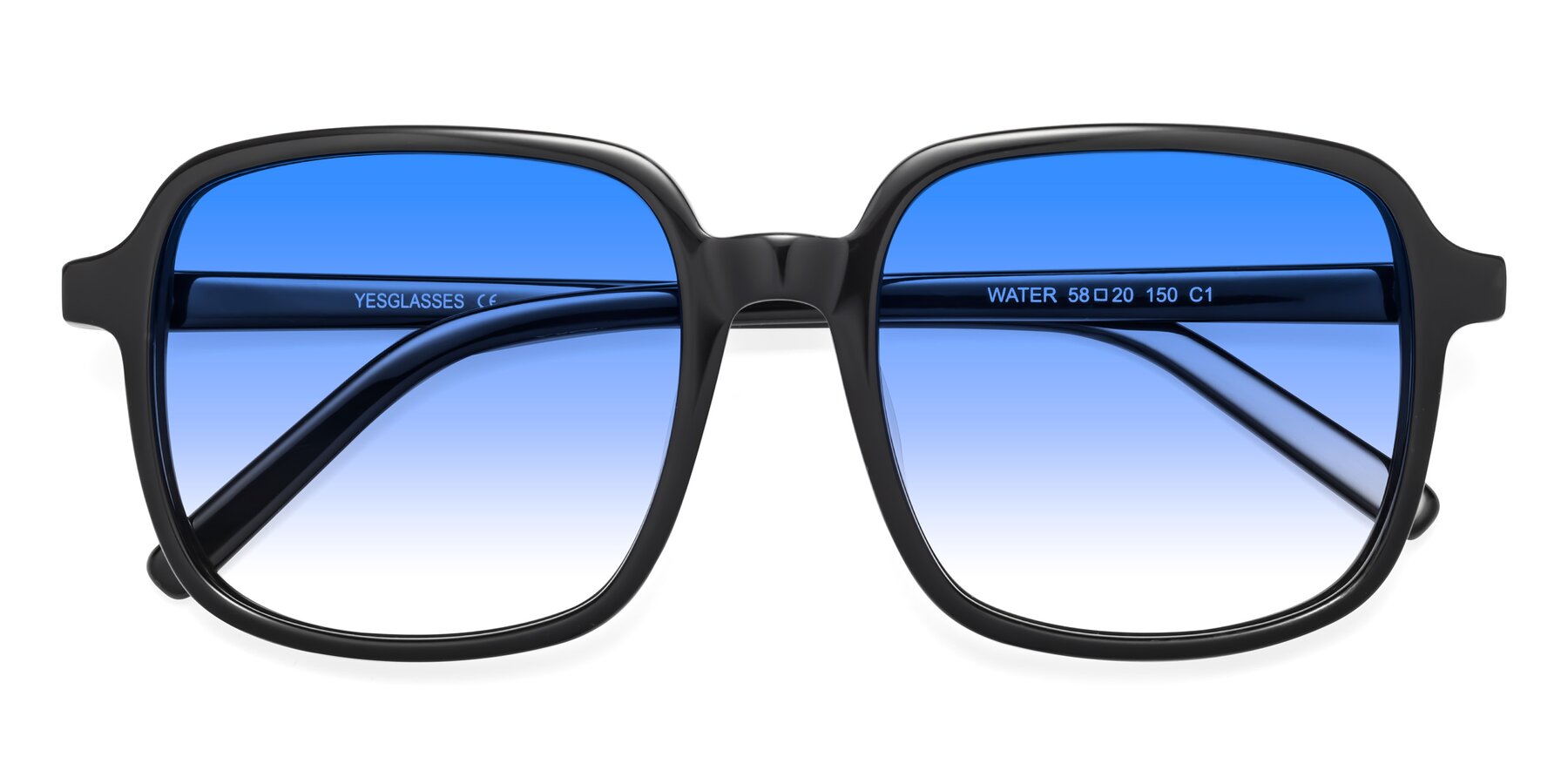 Folded Front of Water in Black with Blue Gradient Lenses