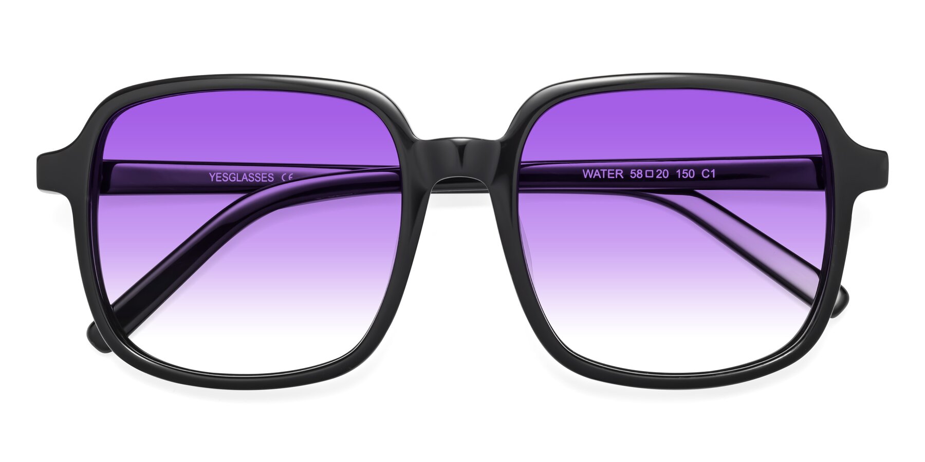 Folded Front of Water in Black with Purple Gradient Lenses