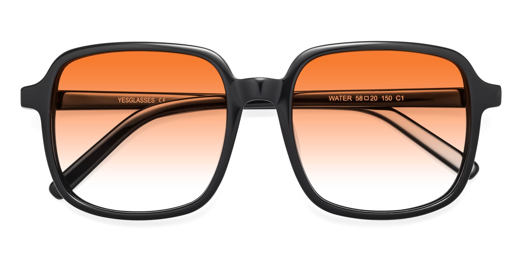 Folded Front of Water in Black with Orange Gradient Lenses