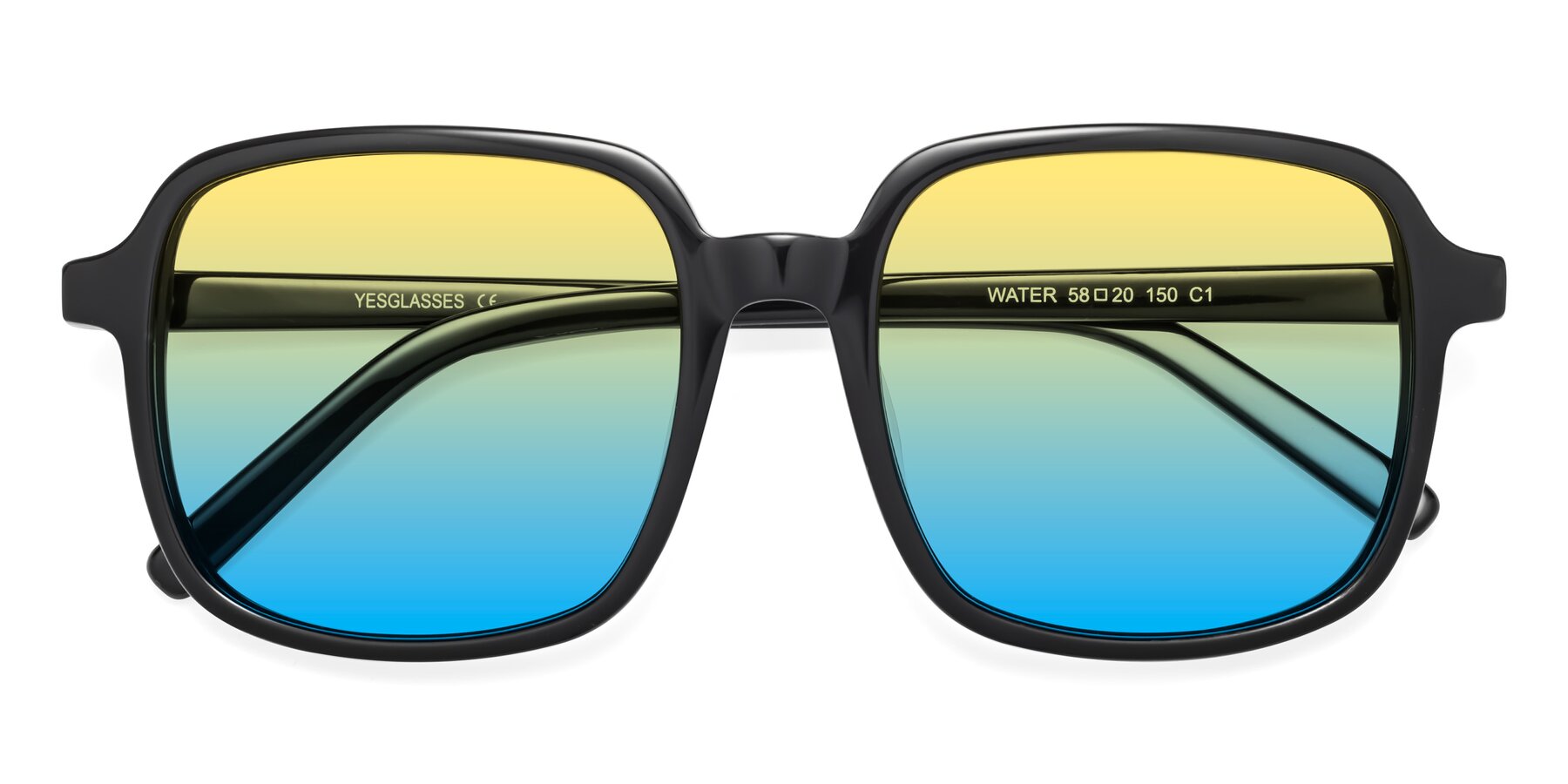 Folded Front of Water in Black with Yellow / Blue Gradient Lenses