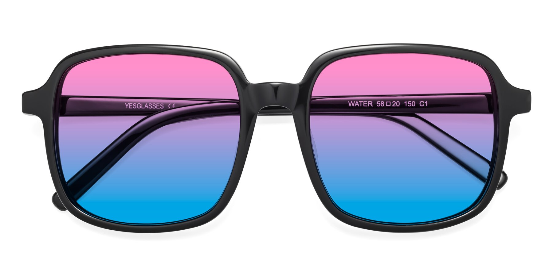 Folded Front of Water in Black with Pink / Blue Gradient Lenses