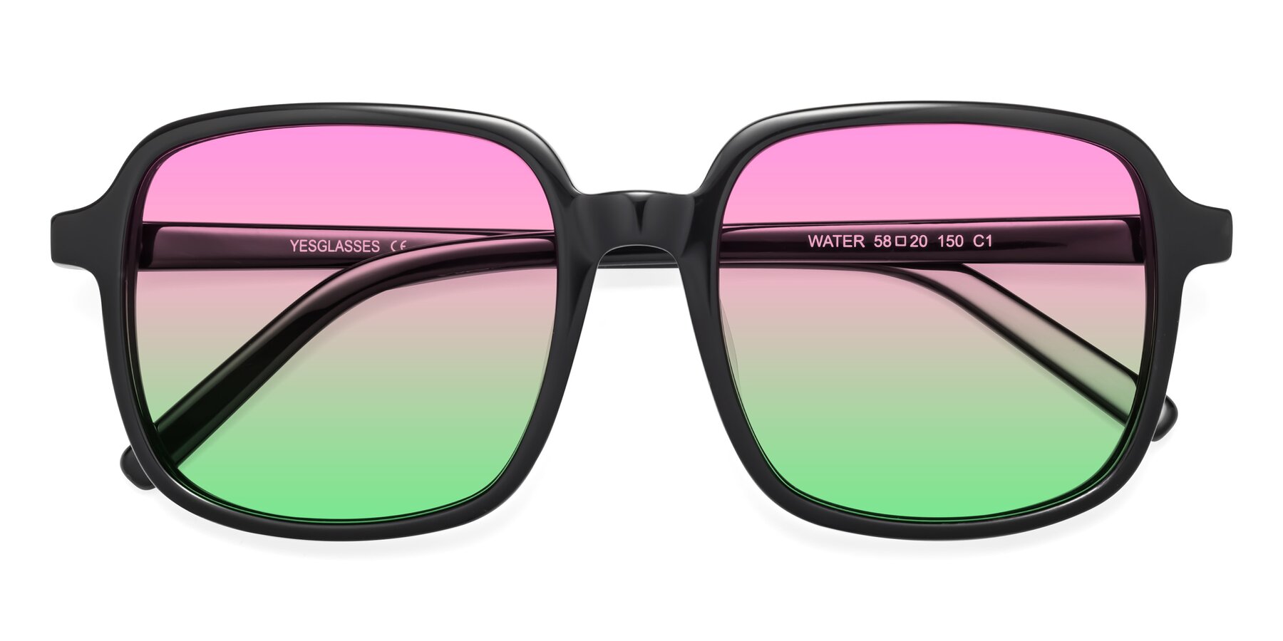 Folded Front of Water in Black with Pink / Green Gradient Lenses