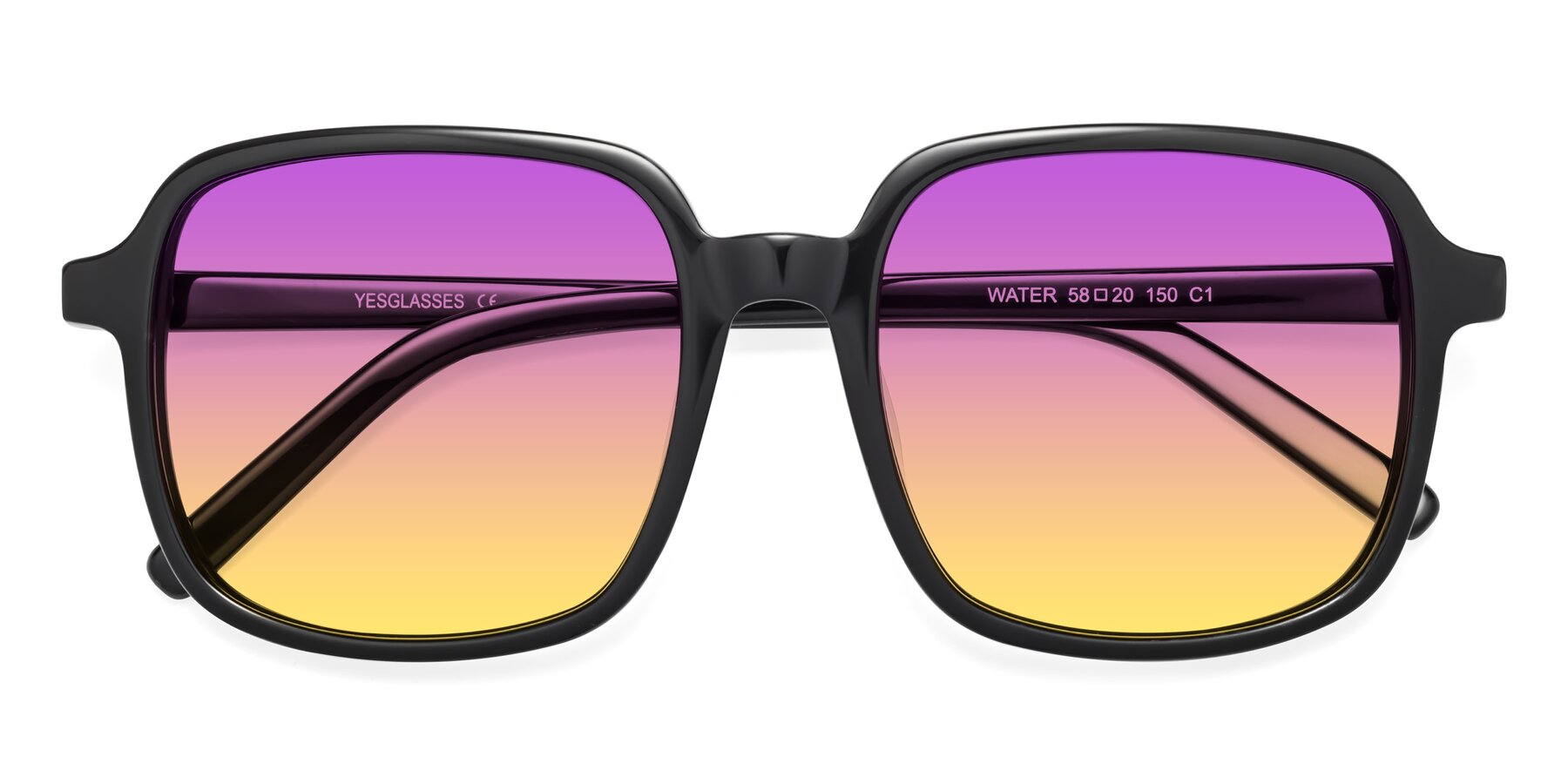 Folded Front of Water in Black with Purple / Yellow Gradient Lenses