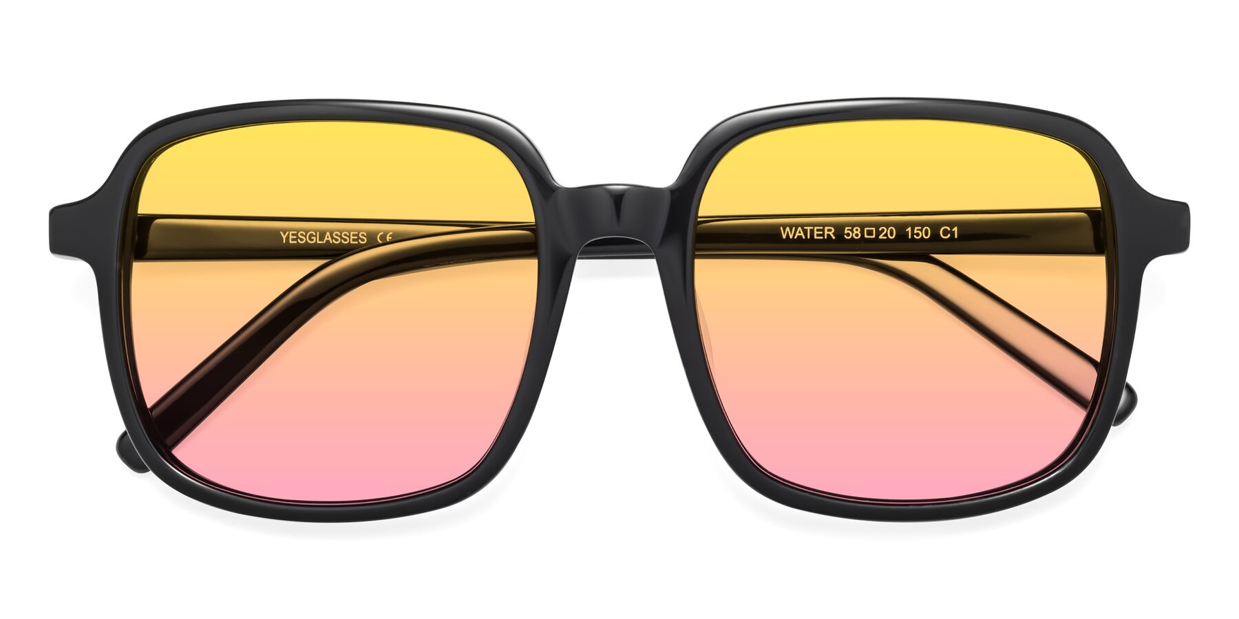 Folded Front of Water in Black with Yellow / Pink Gradient Lenses