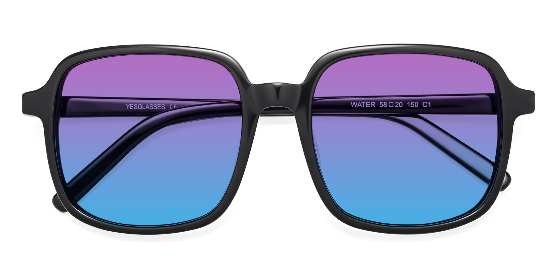 Folded Front of Water in Black with Purple / Blue Gradient Lenses