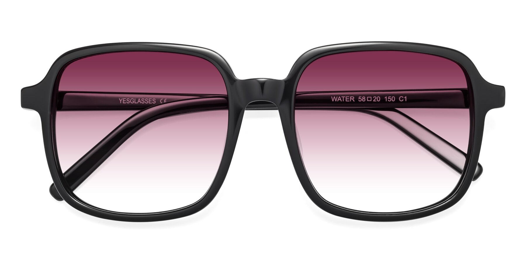 Folded Front of Water in Black with Wine Gradient Lenses