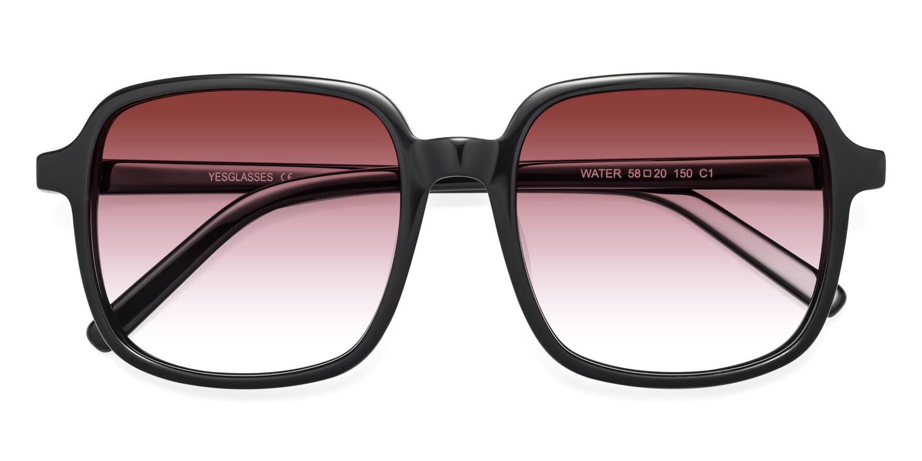 Folded Front of Water in Black with Garnet Gradient Lenses