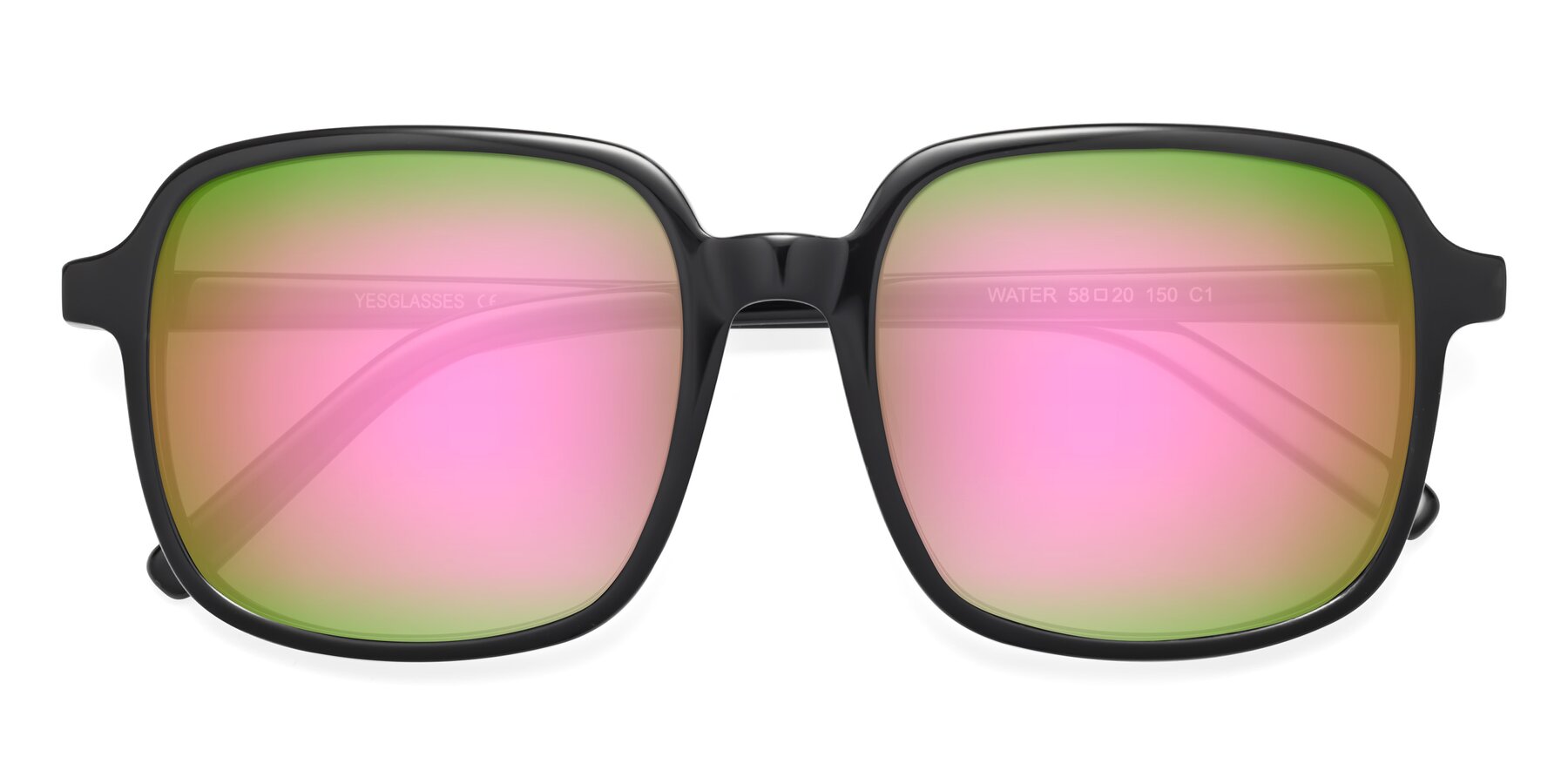 Folded Front of Water in Black with Pink Mirrored Lenses