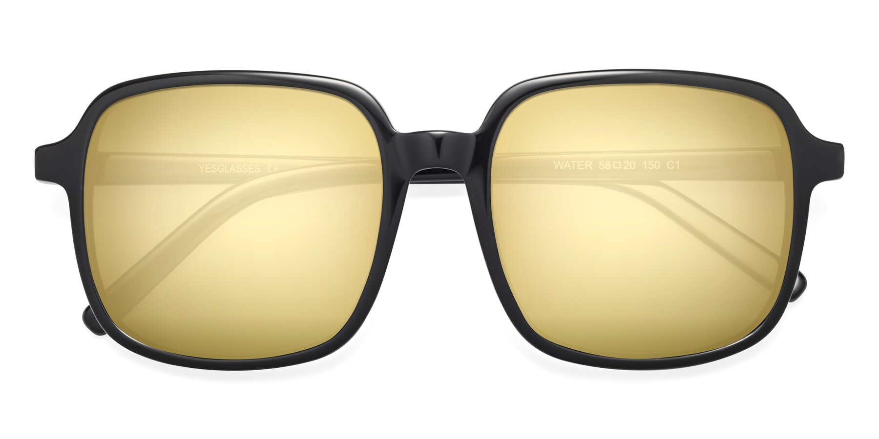 Folded Front of Water in Black with Gold Mirrored Lenses