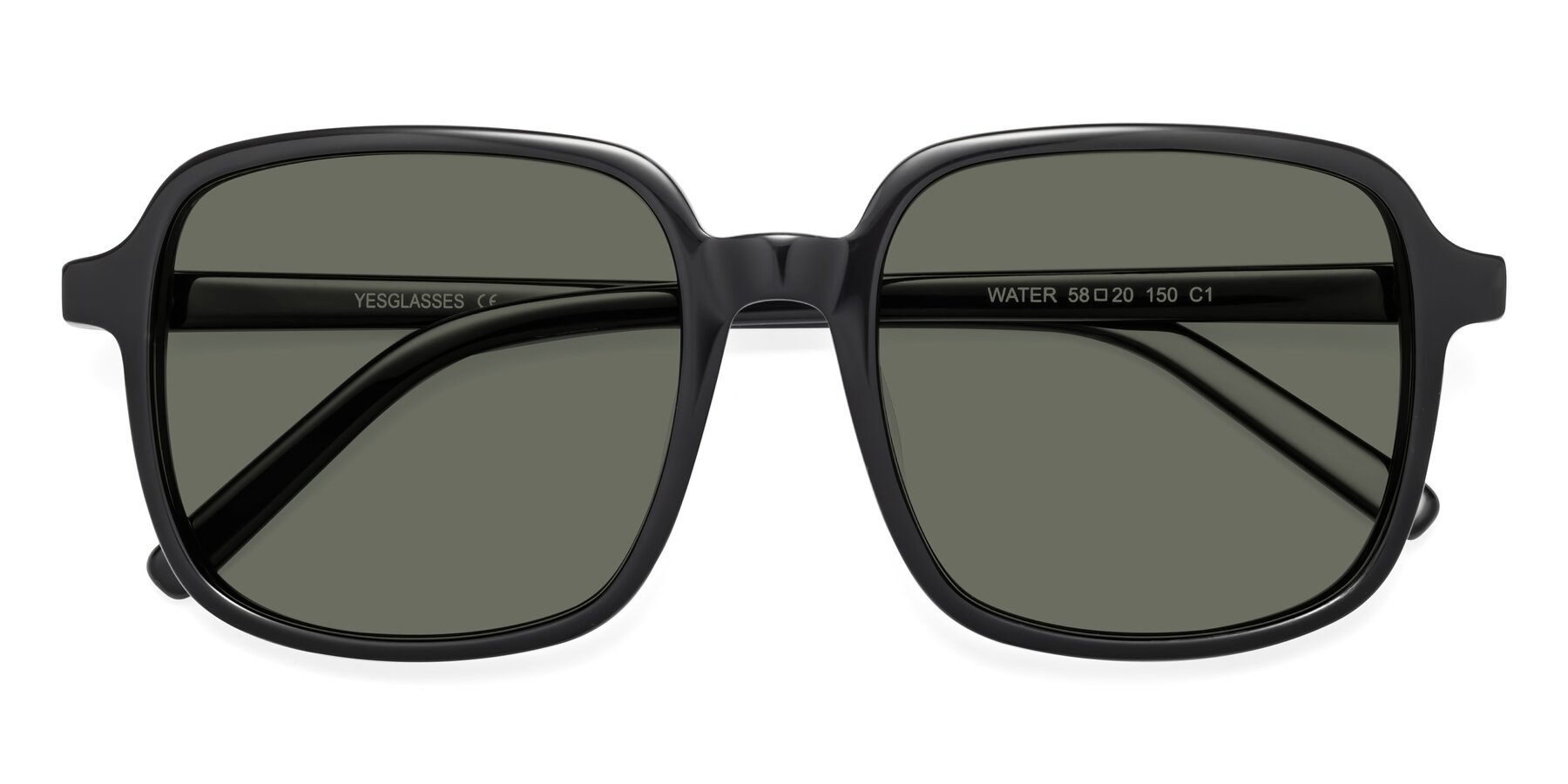 Folded Front of Water in Black with Gray Polarized Lenses