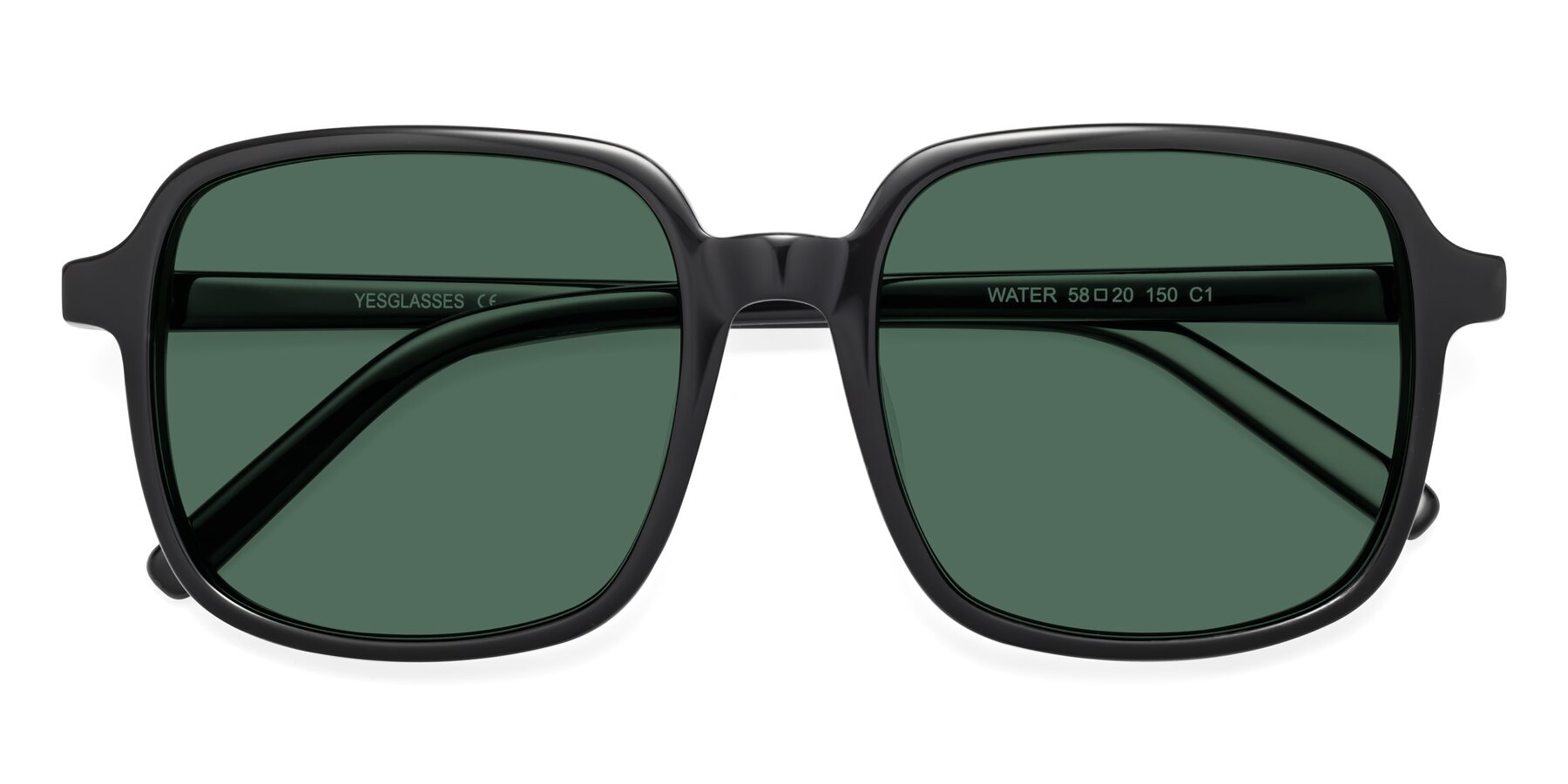 Folded Front of Water in Black with Green Polarized Lenses