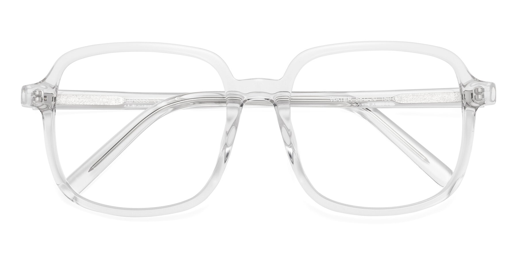 Clear Hipster Oversized Square Blue Light Glasses - Water