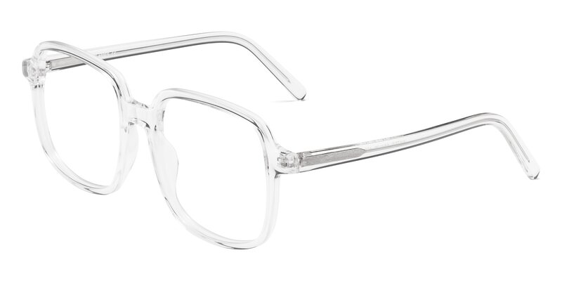 Clear Hipster Oversized Square Eyeglasses - Water