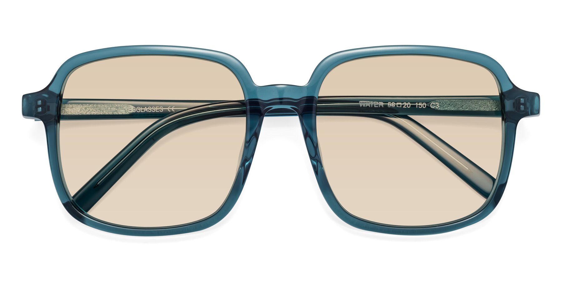 Folded Front of Water in Transparent Cyan with Light Brown Tinted Lenses