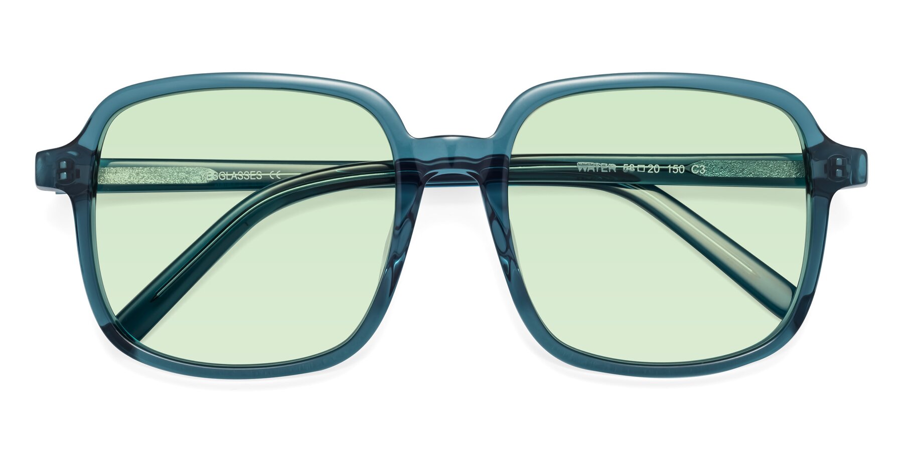 Folded Front of Water in Transparent Cyan with Light Green Tinted Lenses