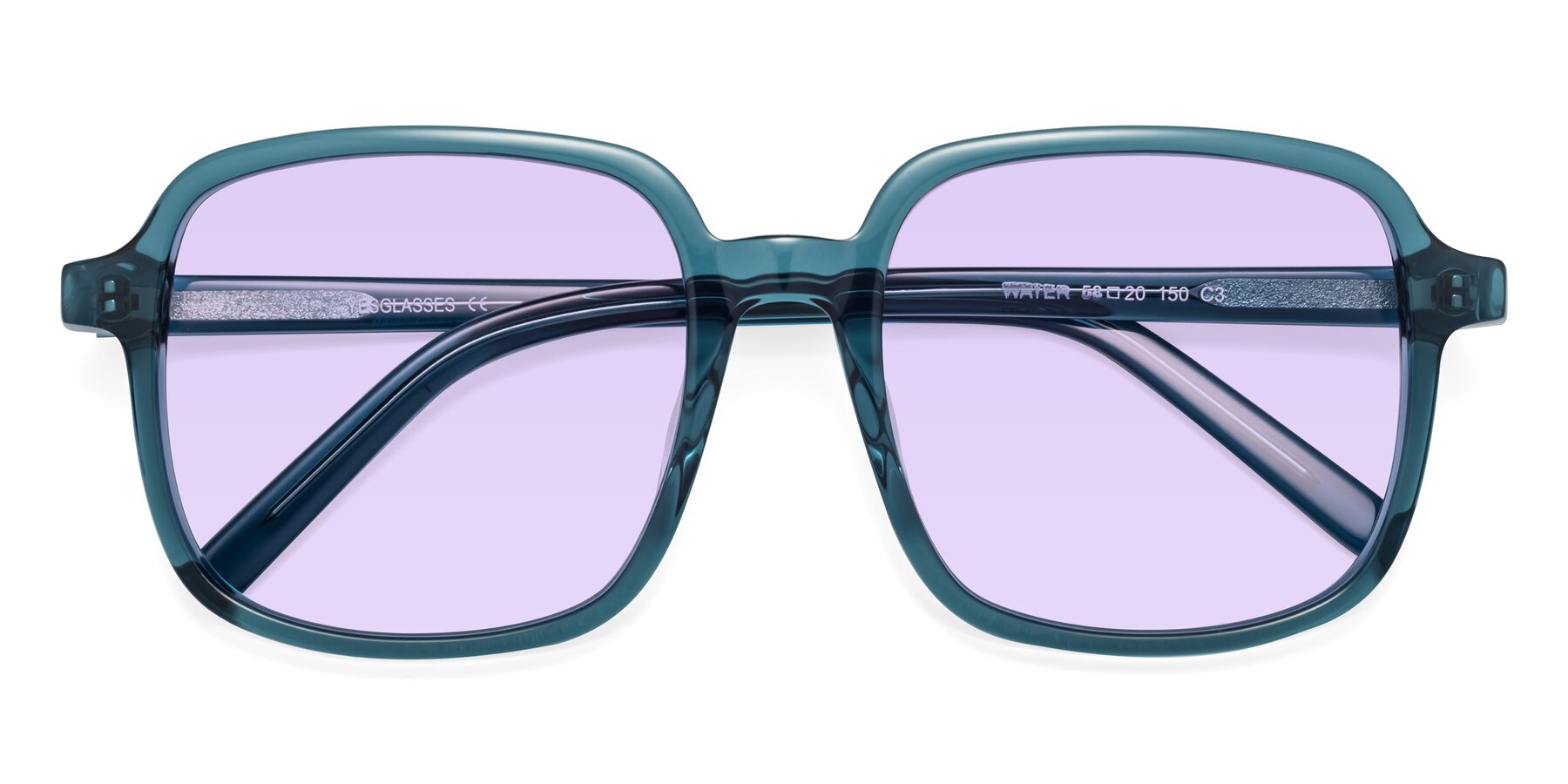 Folded Front of Water in Transparent Cyan with Light Purple Tinted Lenses