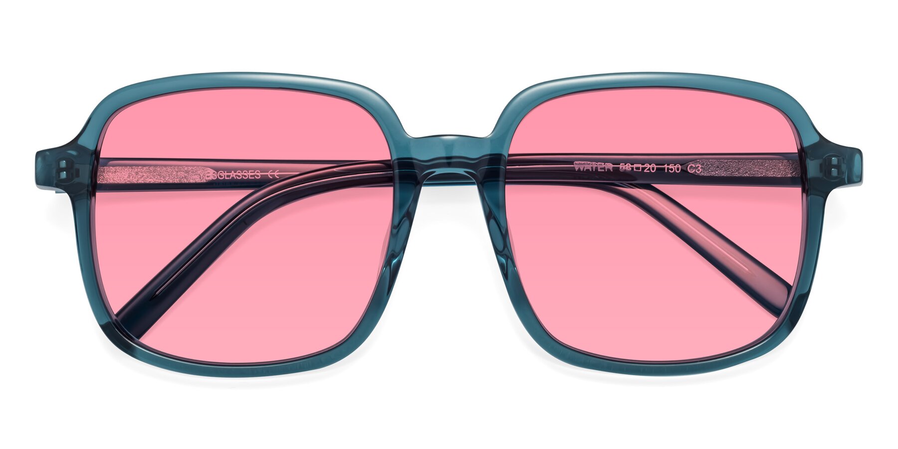 Folded Front of Water in Transparent Cyan with Pink Tinted Lenses