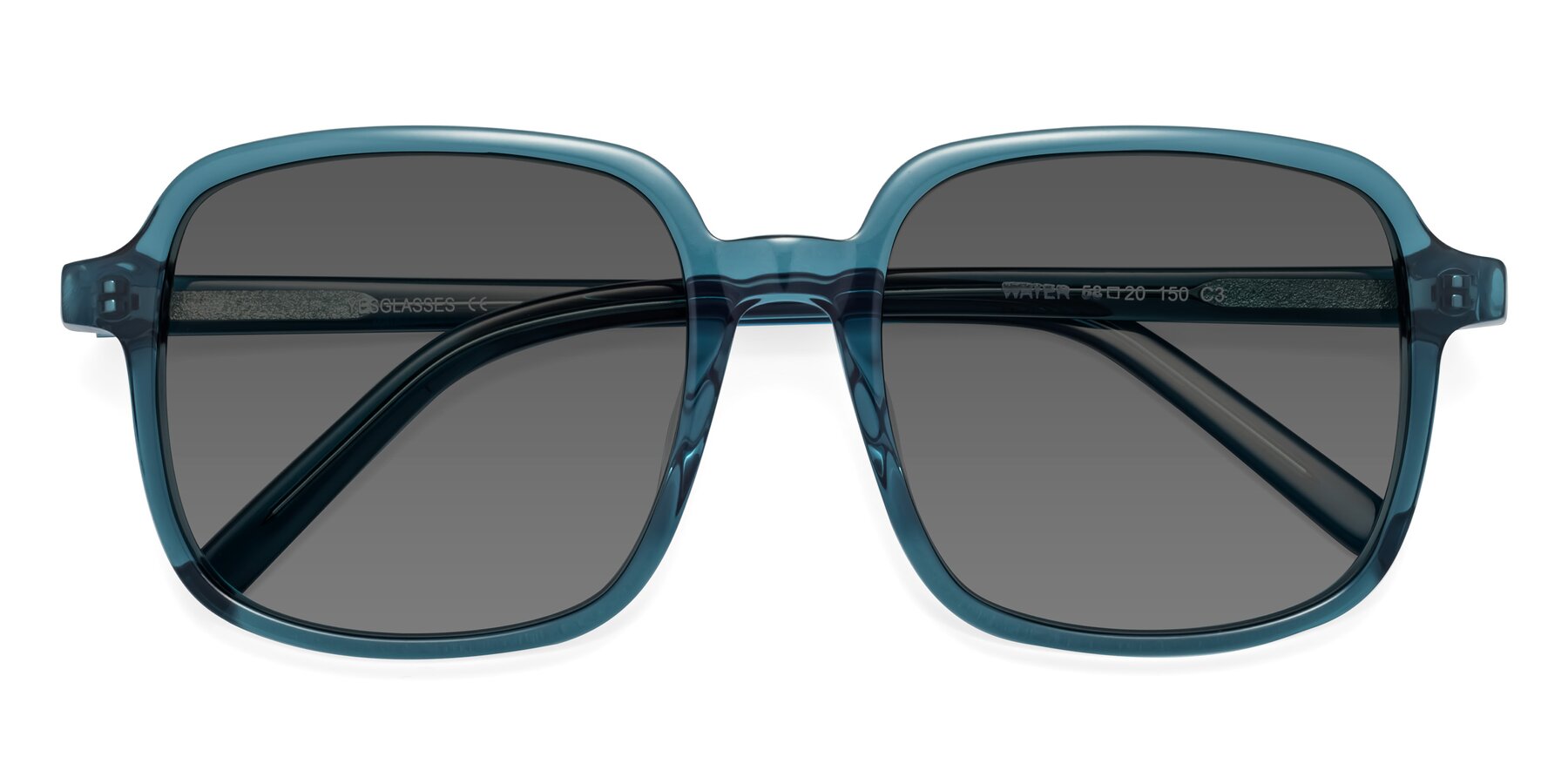 Folded Front of Water in Transparent Cyan with Medium Gray Tinted Lenses